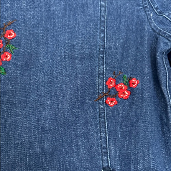 Madewell Embroidered Floral Denim Shirt Dress 2 NWT Pockets - Picture 8 of 12